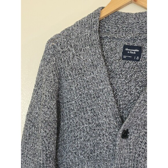 Abercrombie & Fitch Men’s XL Gray Heather Sweater Cardigan Grandpa Button Front - Picture 3 of 9